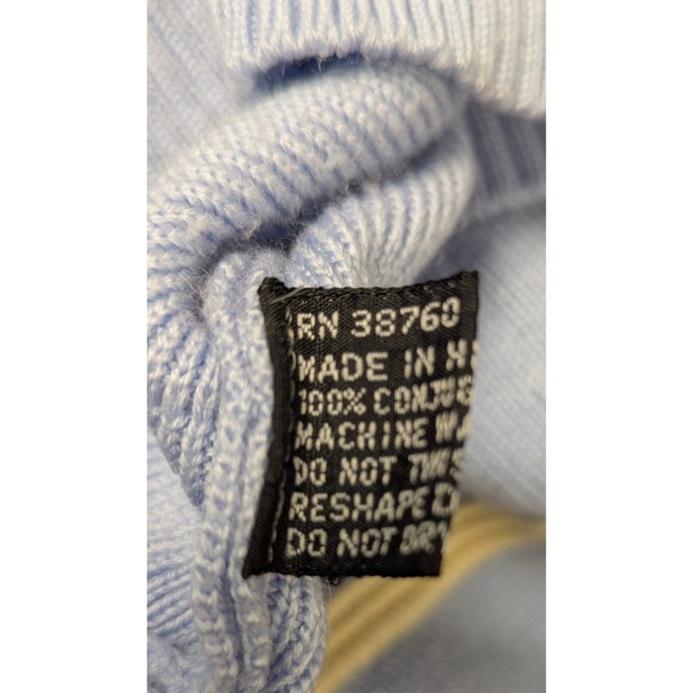 Vintage Profile Youth Knit Sweater Light Blue Striped V-Neck Pullover Size M 10 - Picture 4 of 9